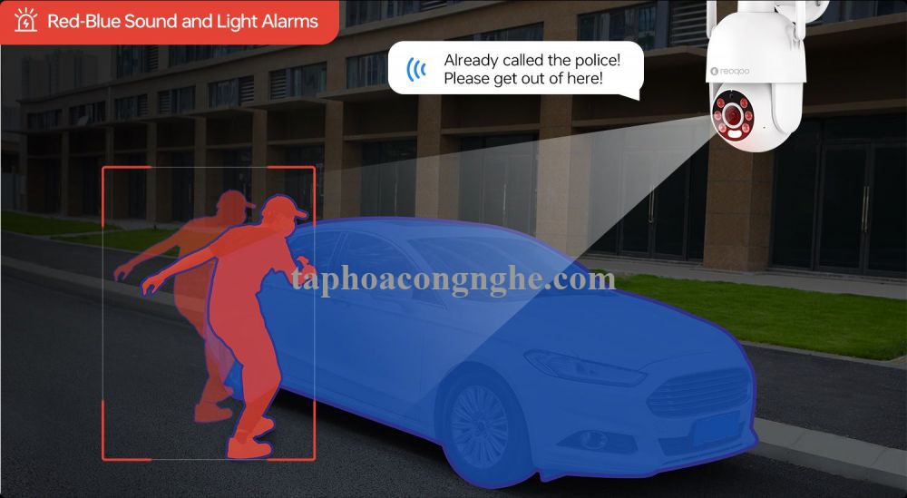 Reoqoo x31b 2.5K UHD Camera ngoài trời cổng rj45 Wifi ăng-ten kép Ai 360 P / T còi hú với đèn led 14 màu phát hiện khói cháy H265 Onvif 8s CLOUD lưu trữ 29552 xt-x31b 10029552